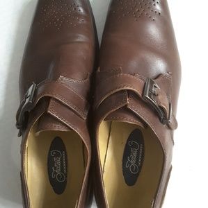 Fratelli Monk Buckle Leather Dress Shoes Brown